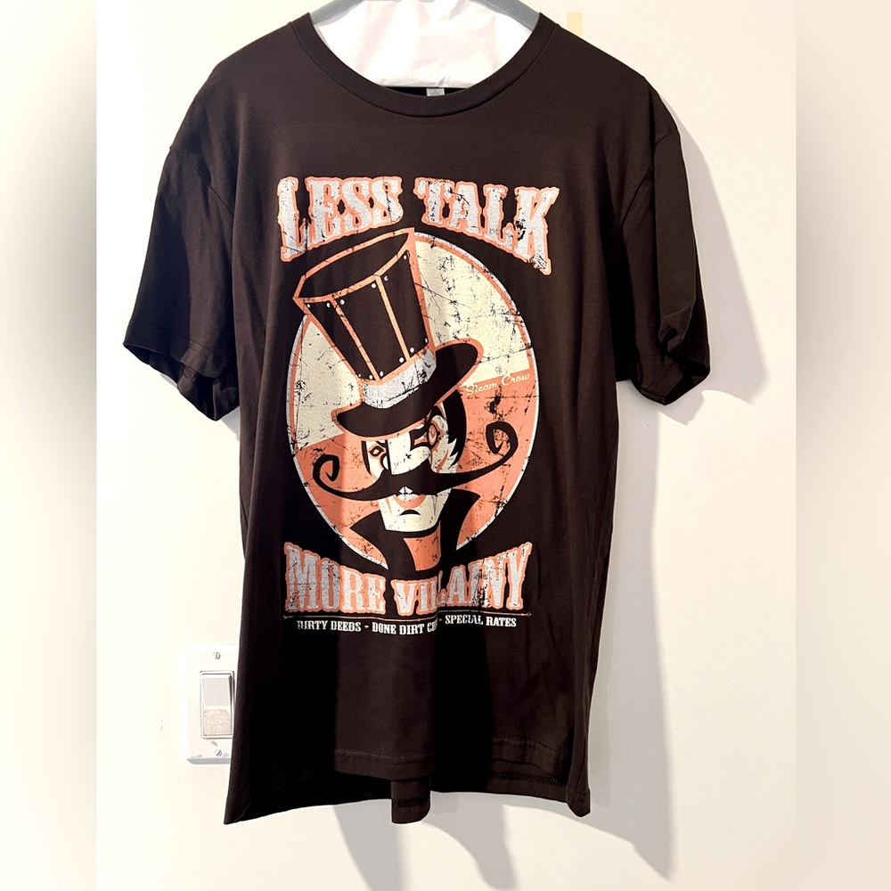 Men's Brown Less Talk More Villany T-Shirt sz. M *NWOT* MSRP:$25+tax